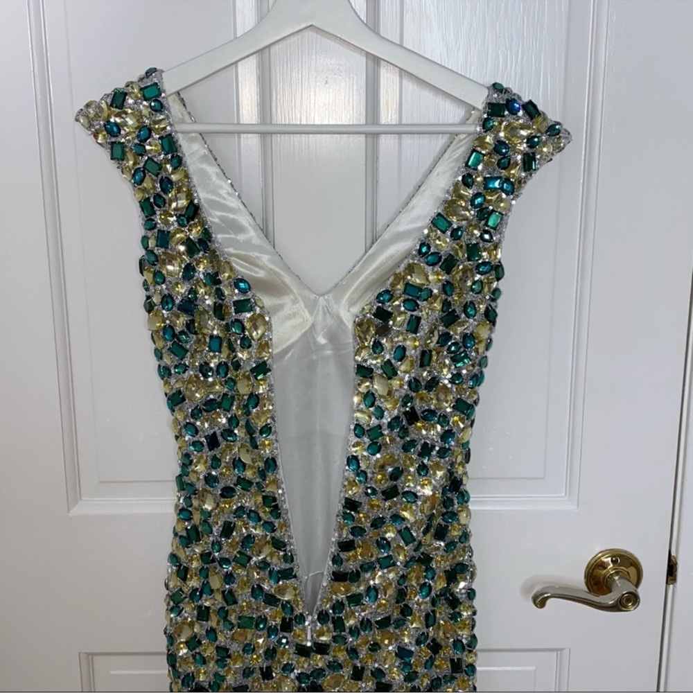NWT Colors Crystals & Sequins Teal Mini Dress Size 2 - Picture 5 of 9